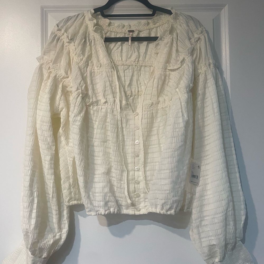 Free People Hailey Crop Long Sleeve Blouse